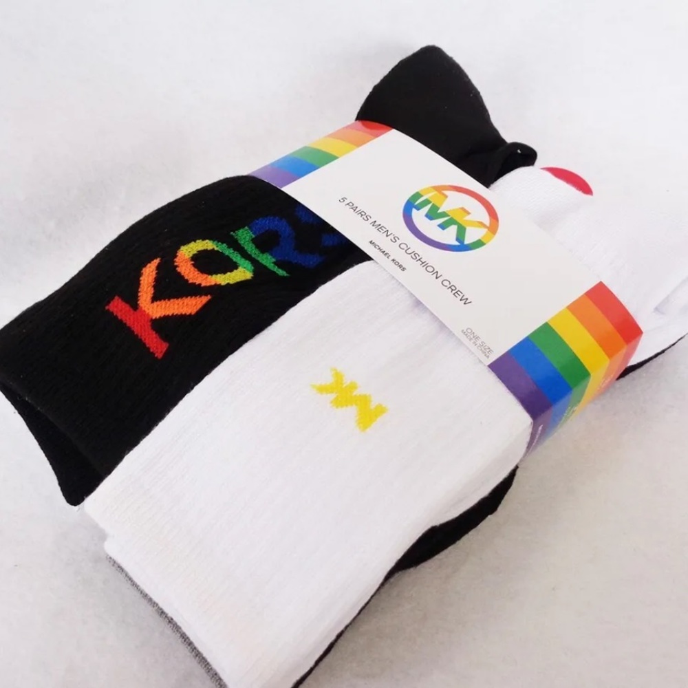 Michael Kors Pride Crew Sock Multi- 5PK Rainbow ๐ NWT Unisex One Size - Picture 4 of 8